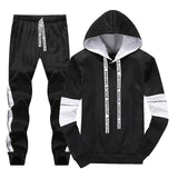 White Black Men Hoodies Set Fashion 2019 Autumn Brand Casual Tracksuit Mens Set Sports Two Piece Patchwork Hoodie Pant Male Suit
