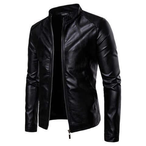 Mens Biker Moto Jacket Stand Collar Motorcycle Faux Leather Casual Jackets Fashion Male Black PU Coat Long Sleeve Large Size 5xl