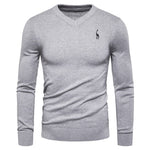 2019 Autumn Winter Brand Quality 100% Cotton Mens Sweaters V Neck Pullovers Men Solid Embroidery Sweater Men