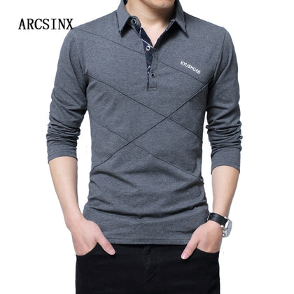 ARCSINX 5XL Polo Shirt Men Plus Size 3XL 4XL Autumn Winter Brand Men's Polo Shirt Long Sleeve Casual Male Shirt Mens polo Shirts