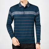 2019 casual long sleeve business mens shirts male striped fashion brand polo shirt designer men tenis polos camisa social 5158