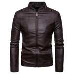 Men Leather Jackets Autumn New Men's Korean Style Slim Collar PU Leather Jacket